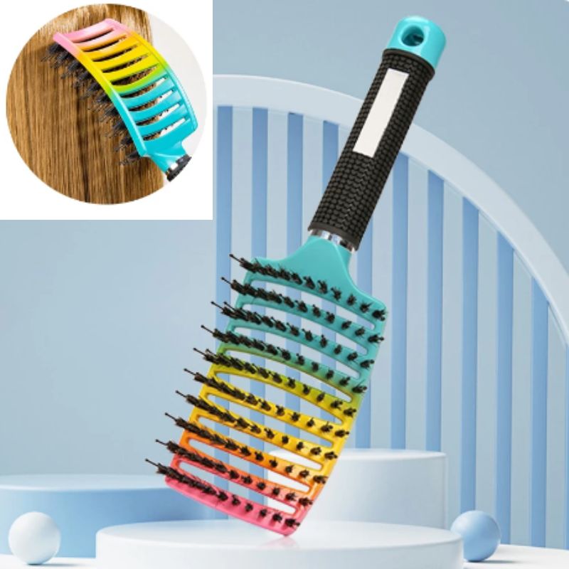 brosse cheveux-poil sanglier arc -en -ciel